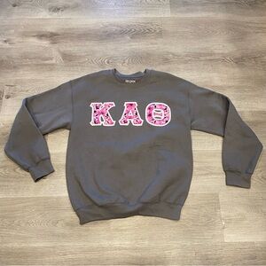 KAO Kappa Alpha Theta Gray Sweatshirt with Pink Lettering